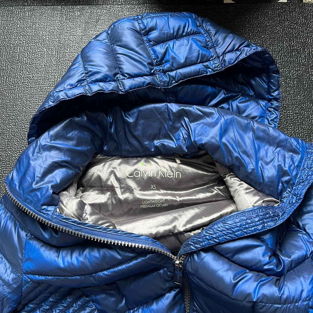 Calvin Klein Womens Packable Lightweight Premium Down Puffer Jacket Blue XS - Picture 3 of 8